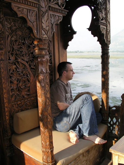 Nathan relsxing on our houseboat