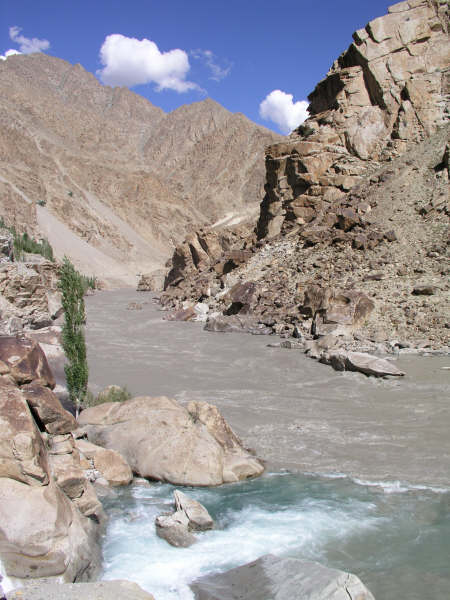 Enroute to Dha as the glacial waters meet the Indus