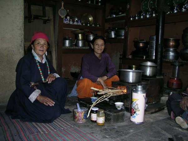 Tashi's mum and sister-in-law in their kitchen