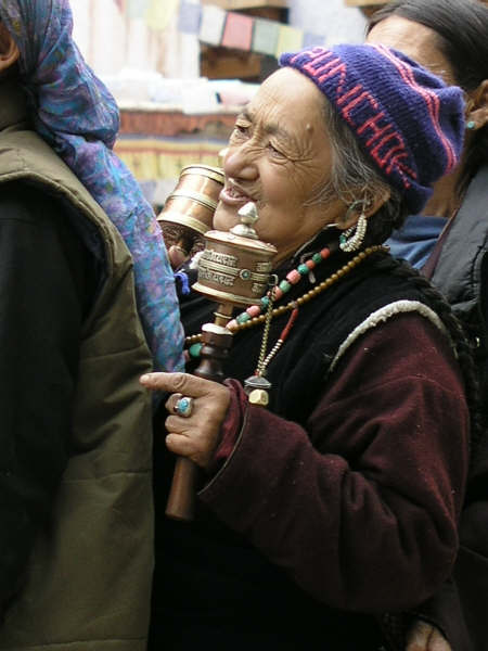 Pilgrims come to seek a blessing from the Rinpoche of Stakna Gompa