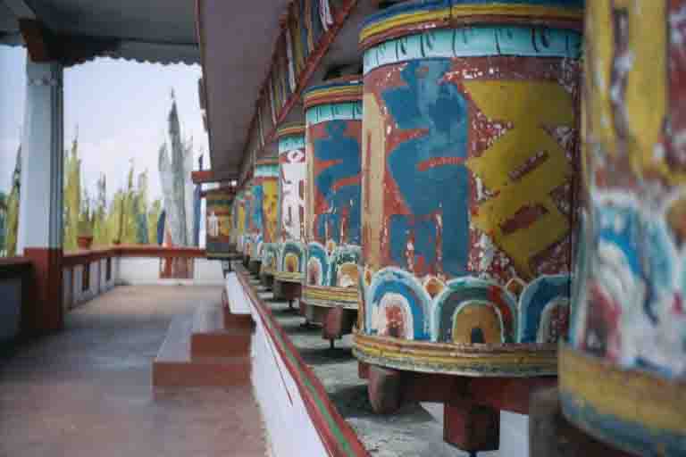 Prayer wheels at Durpin Point monastery, Kalimpong,  This monastery is also known as Hogmin Ngayab Zangdok Palri Phodang Tsenpo