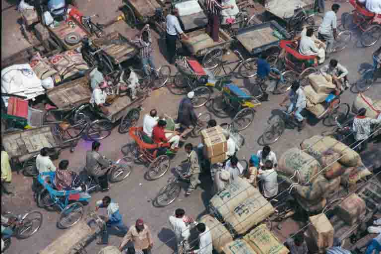 Cycle rickshaw jam on Chandni Chowk, Old Delhi