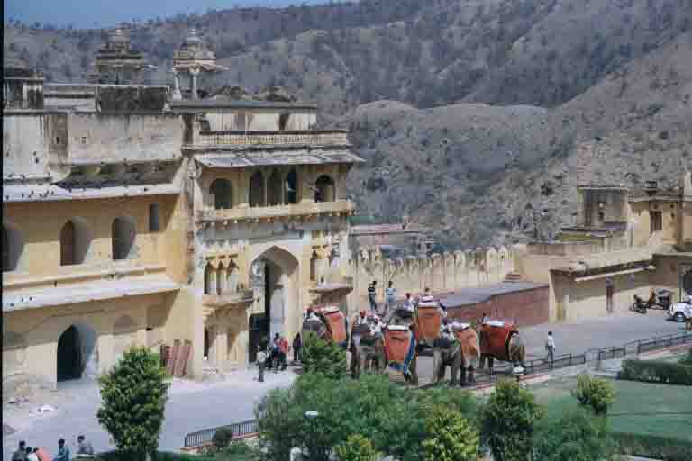 The Maharajah's elephants in Amber Fort - sadly carting tourists around these days.