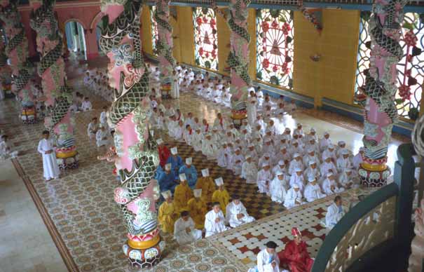 The Holy See, headquarters of the Cao Dai religion in Tay Ninh.   The followers revere a mixture of famous characters including Victor Hugo, Sun Yat Sen and Louis Pasteur.