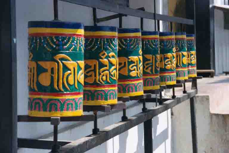 Prayer wheels at a Tibetan monastery in Nainital