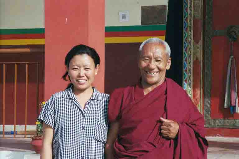 Yeshe Lama and Lhanzi at Lhodak Gaden Monastery, Dehru Dun
